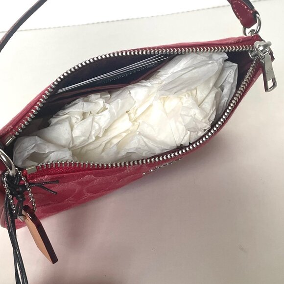 Coach Nolita 19 Signature Denim Leather Wristlet True Red CCZ48 - Picture 12 of 13